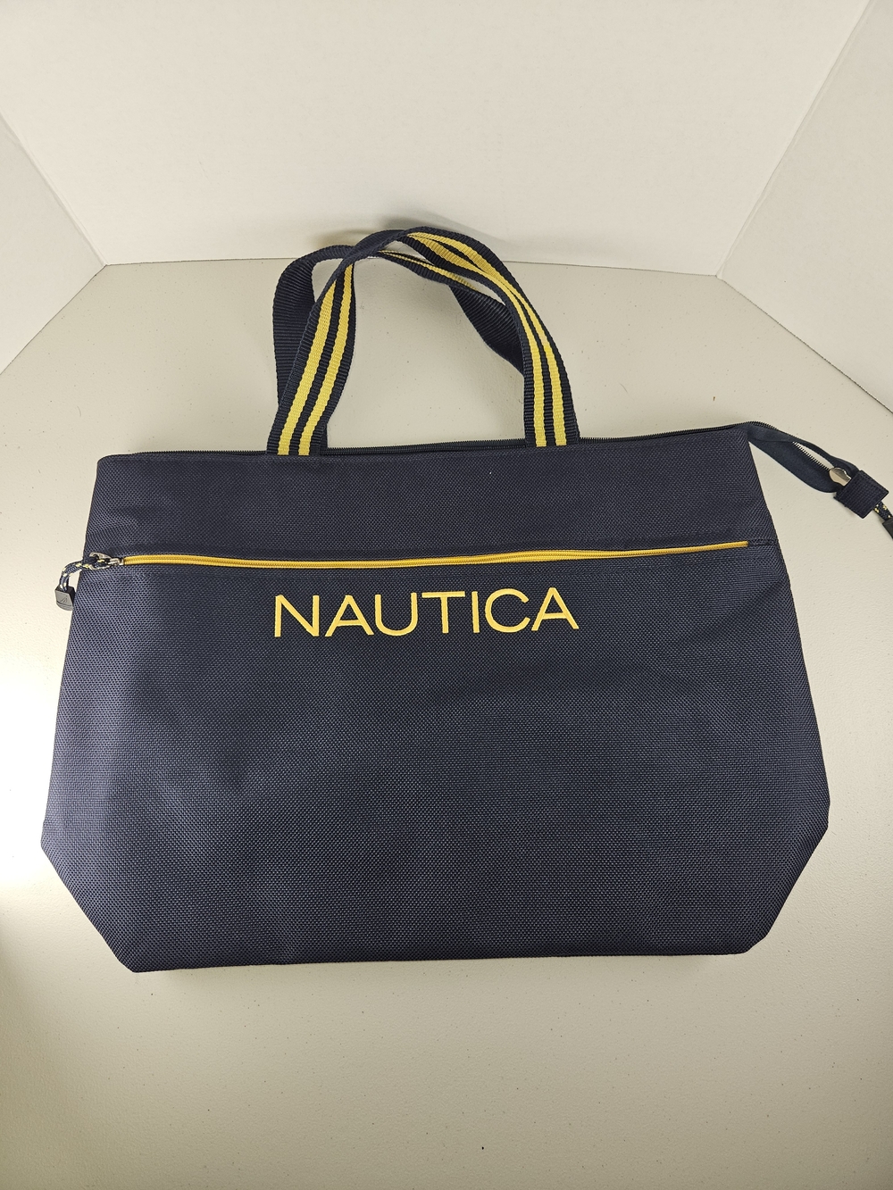Nautica Navy and Yellow Canvas Tote Bag Like New